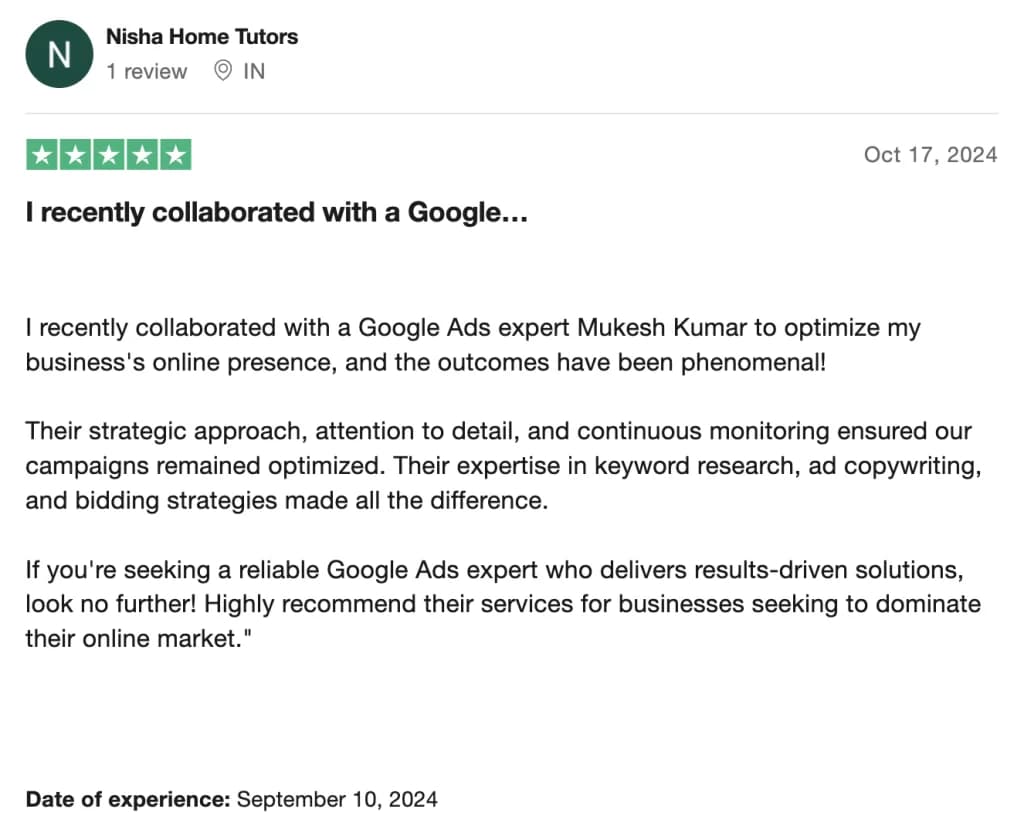 Client Review 6: Eliminated Wasted Ad Spend